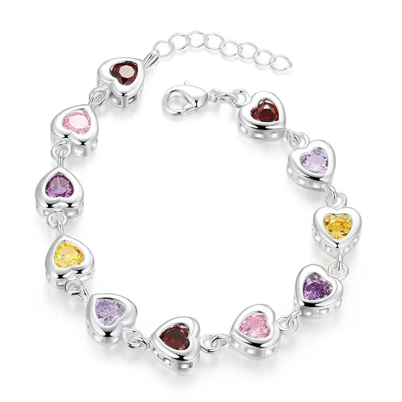 Pulseira de prata esterlina 925 com pedras